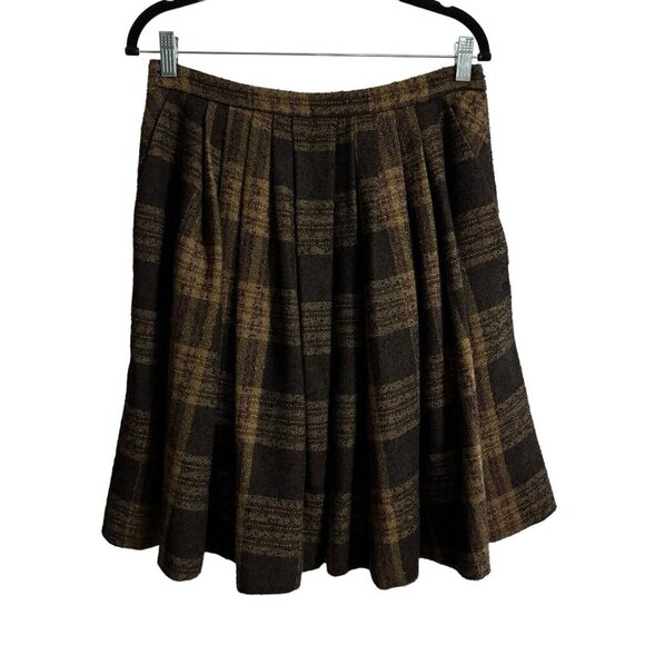 Capasca Skirt Women’s US 8 Browns Wool Blend Plaid Lined Made In Bulgaria - Picture 1 of 8